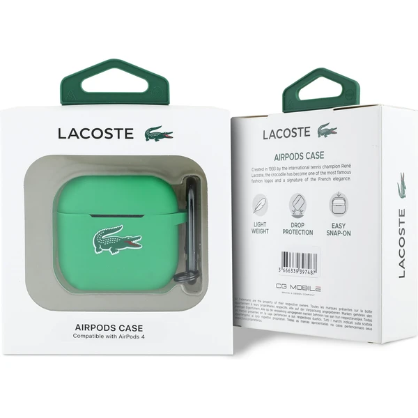Lacoste Liquid Silicone Croc Logo pouzdro AirPods 4 zelené - Pouzdra - Obrázek 62a07fecae474918964b267a351e12e7
