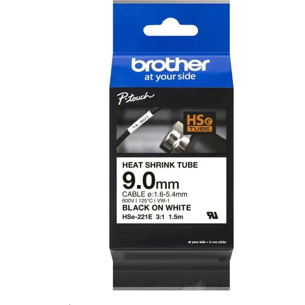 Brother HSE221E smršťovací bužírka černá na bílém 9 mm - Pásky pro štítkovače - Obrázek 62b10ec450ed4847aee63aaa6d40b43f