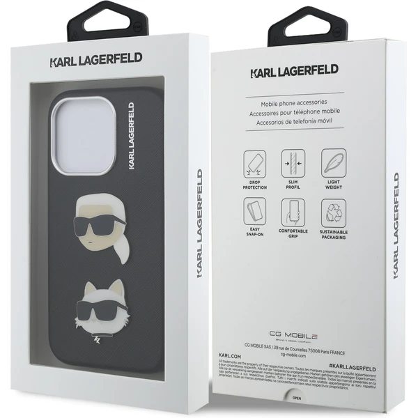 Karl Lagerfeld Grained PU K&CH Heads kryt iPhone 15 Pro Max černý - Pouzdra - Obrázek 62f5eb7c76764d4681c78c85c99b744a