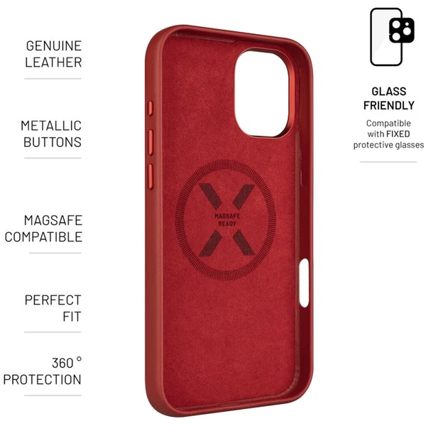 FIXED MagLeather kožený kryt s MagSafe Apple iPhone 16 Plus červený - Pouzdra - Obrázek 62f62c66ae5e44b38369be0dba253f3c