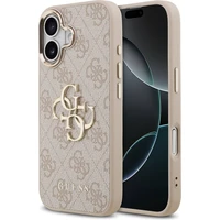 Guess PU Leather 4G Metal Logo Gold Frame MagSafe kryt iPhone 17 růžový - Pouzdra