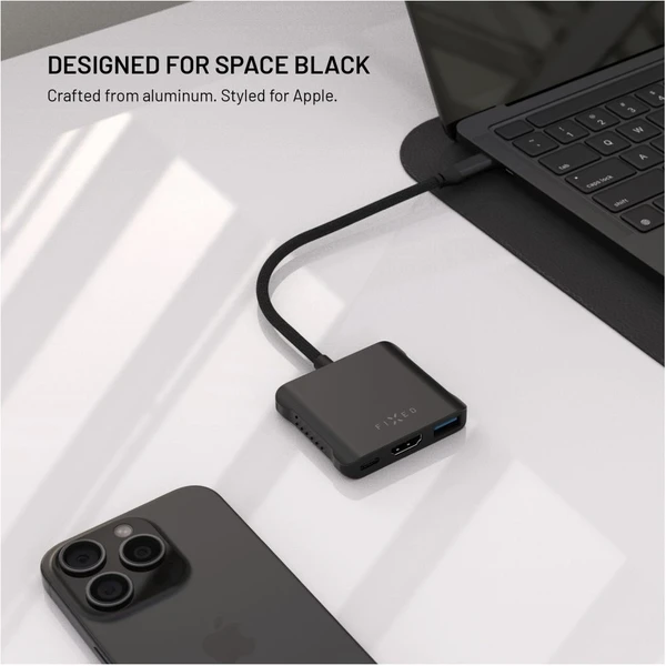 FIXED HUB Quadri hliníkový USB-C hub pro notebooky, 140W, PD 3.1, vesmírně černý - USB huby - Obrázek 630a7c30e9a54e38b88a62a6c2dd7479