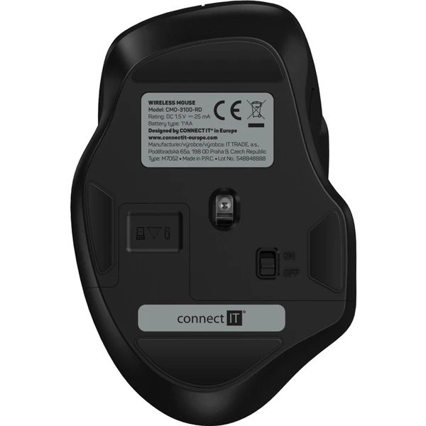 CONNECT IT Dual SmartSwitch bezdrátová myš, USB-A + C (+1x AA baterie zdarma) červená - Myši - Obrázek 63N0000P01