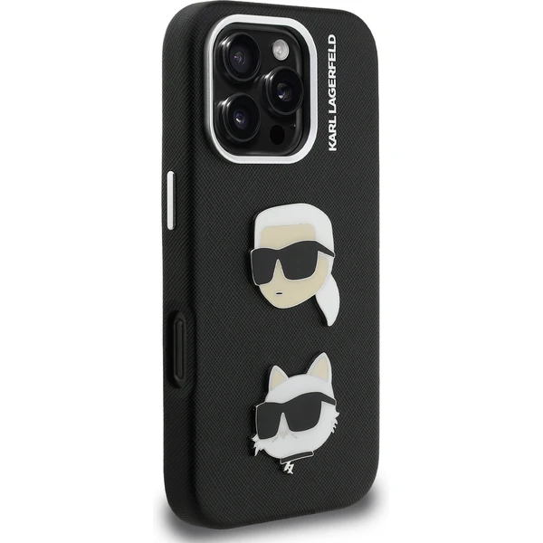 Karl Lagerfeld Grained PU K&CH Heads kryt iPhone 16 Pro Max černý - Pouzdra - Obrázek 63ca932d0c0a4d959393e33d086eeead