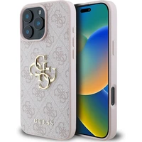 Guess PU 4G Metal Logo kryt pro iPhone 16 Pro Max růžový - Pouzdra