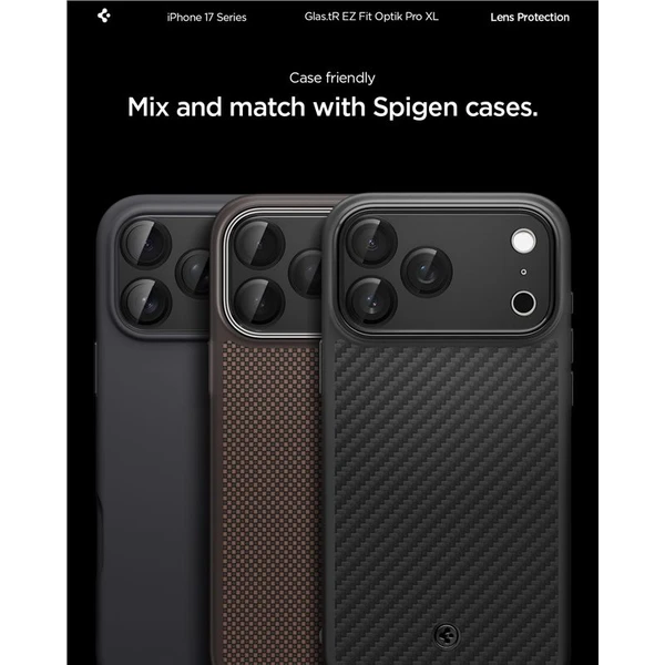 Spigen Glass tR EZ Fit Optik Pro XL sklo na fotoaparát iPhone 17 Pro černé - Ochranné folie a skla - Obrázek 6411901deaeb48f28475f25e9865f1e8