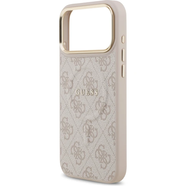 Guess PU Leather 4G Gold Frame MagSafe kryt iPhone 17 Pro Max růžový - Pouzdra - Obrázek 64169071d46a4fffb1693ac064330346