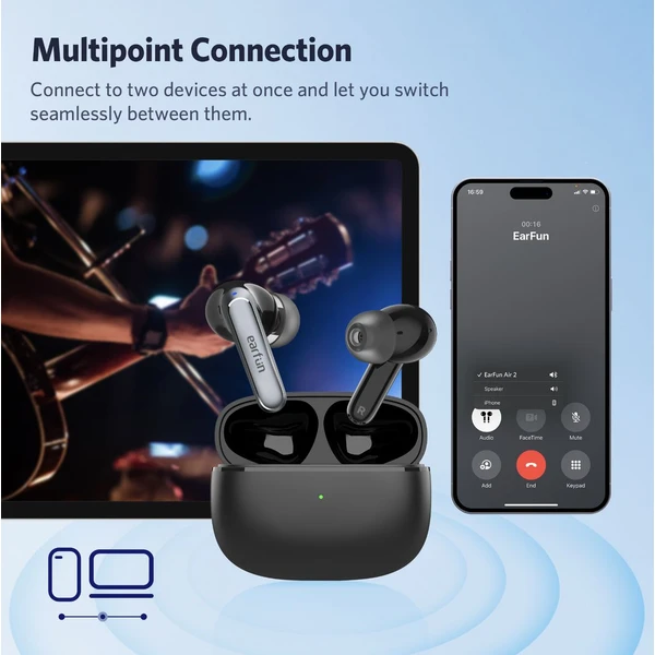 EarFun Air 2 bezdrátová sluchátka TW210B TWS černá - Sluchátka - Obrázek 64B2000J01
