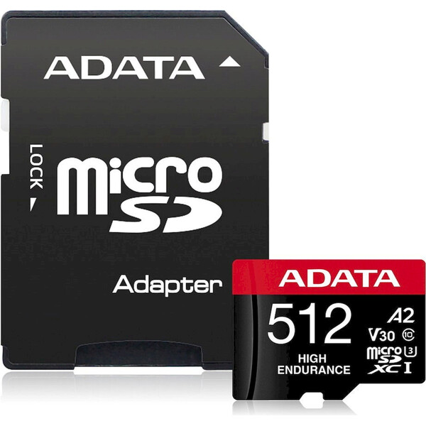 ADATA High Endurance MicroSDXC karta 512GB + SD adaptér Černá