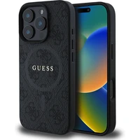 Guess PU Leather 4G Colored Ring MagSafe kryt iPhone 16 Pro černý - Pouzdra