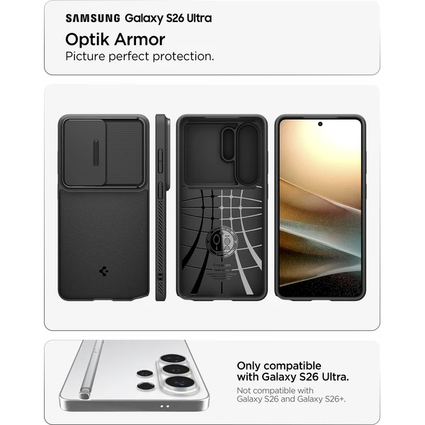 Spigen Optik Armor kryt Samsung Galaxy S26 Ultra černý - Pouzdra - Obrázek 64e040cdce0f4cb784d971ae2df9e653