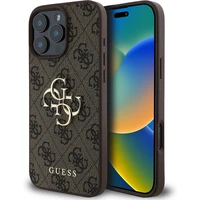 Guess PU 4G Metal Logo kryt pro iPhone 16 Pro hnědý - Pouzdra