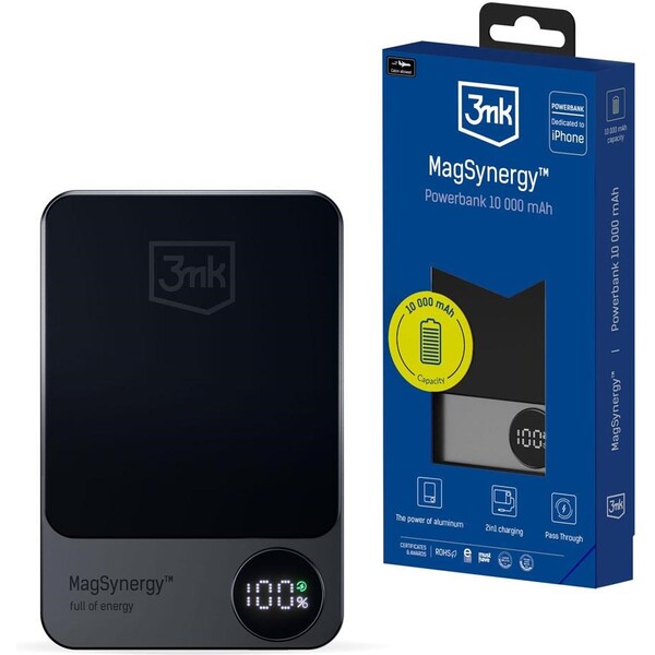 3mk MagSynergy powerbanka 10000 mAh černá