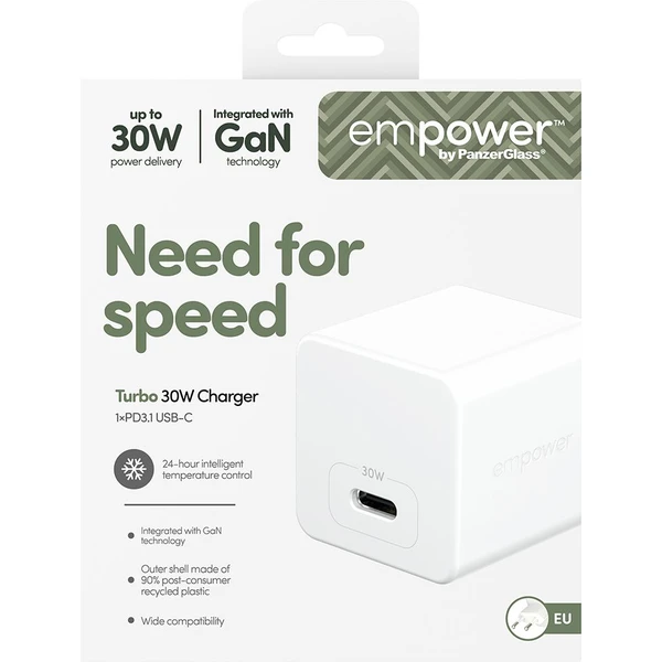 PanzerGlass® empower nabíječka Turbo GaN (30 W) 1x USB-C, bílá - Nabíječky - Obrázek 653J000K01