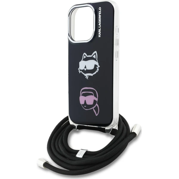 Karl Lagerfeld IML Crossbody K&CH Heads Zadní Kryt pro iPhone 16 Pro černý - Pouzdra - Obrázek 655a78363d9e45afb8b23c673feee432