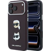 Karl Lagerfeld PU Semi Wrap Saffiano K&CH Heads kryt iPhone 18 Pro Max vínový - Pouzdra