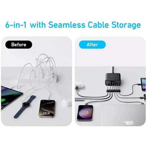 Anker nabíjecí stanice 112W 3xUSB-C, 3xUSB černá - Nabíječky - Obrázek 658fa6b814234a65b7e6d98cafc70b07