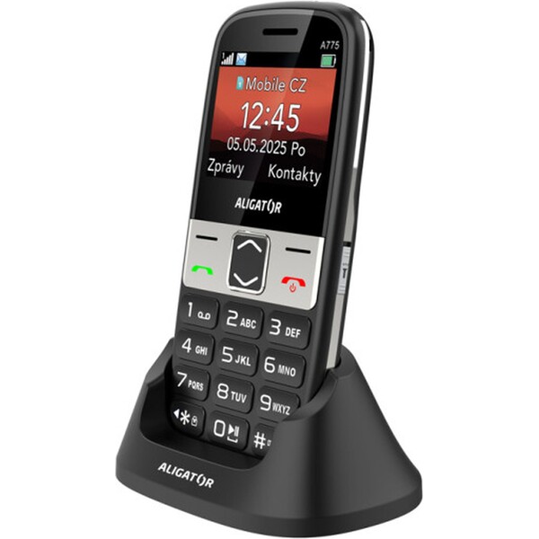 ALIGATOR A775 Senior + stolní nabíječka černý Černá
