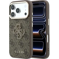 Guess PU 4G Resin Metal Logo kryt iPhone 18 Pro Max hnědý - Pouzdra