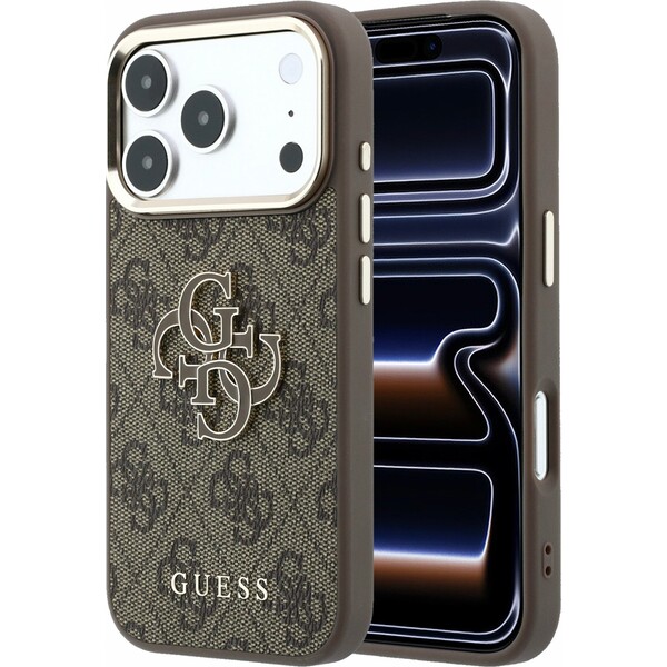 Guess PU 4G Resin Metal Logo kryt iPhone 18 Pro Max hnědý