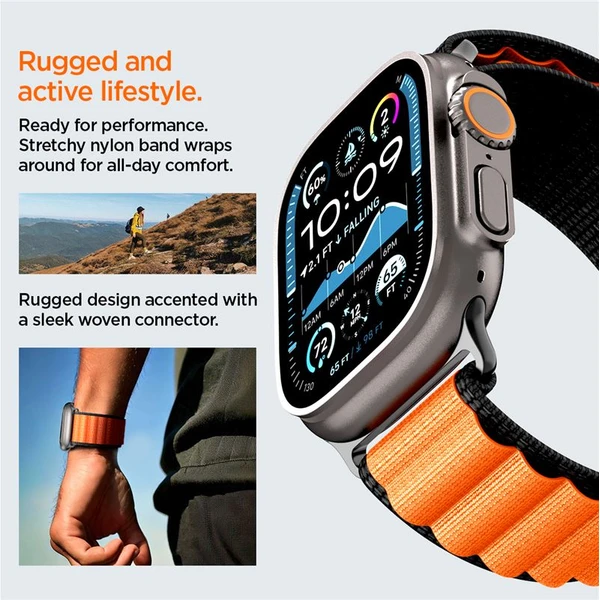Spigen Fabric Band (hook) řemínek Apple Watch 49/46/45/44mm černý/oranžový - Řemínky - Obrázek 661759619f364e99b94af0f9ad3d77ef