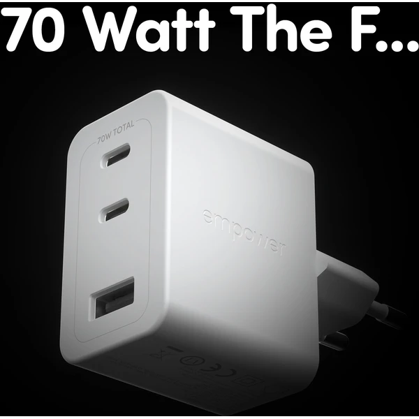 PanzerGlass® empower nabíječka Turbo GaN (70 W) 2x USB-C + 1x USB-A, bílá - Nabíječky - Obrázek 663J000K01