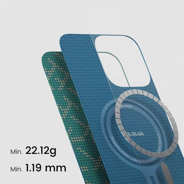 Pitaka Tactile Woven Case kryt iPhone 16 Pro PTK Green/Gold - Pouzdra - Obrázek 6664333720444be78955fc7f69029db0