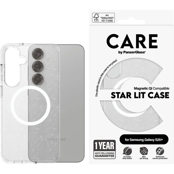 PanzerGlass® CARE kryt Samsung Galaxy S25+ Star Lit třpytivý/bílý QI - Pouzdra - Obrázek 66FC000J01