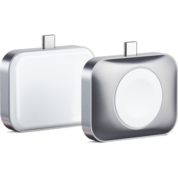 Satechi USB-C 2v1 bezdrátová nabíjecí stanice pro Apple Watch a Airpods stříbrná Stříbrná