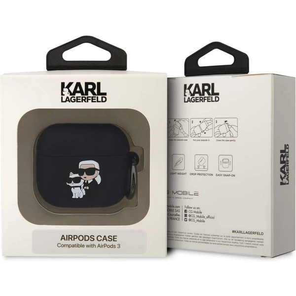 Karl Lagerfeld 3D Logo NFT Karl and Choupette pouzdro AirPods 3 černé - Pouzdra - Obrázek 66N6000701