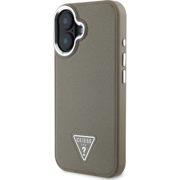 Guess PU Grained Triangle Logo kryt pro iPhone 16 hnědý - Pouzdra - Obrázek 66ac45b3923b49e68c1a7ccc90dfbf3d