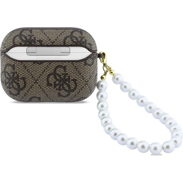 Guess PU 4G Classic Logo Pearl Strap pouzdro AirPods Pro 3 hnědé - Pouzdra - Obrázek 66bcdcc777404d0082f39c89c4ba5092