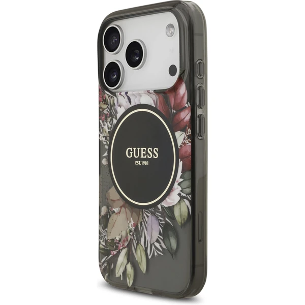 Guess IML Flowers Strap MagSafe kryt iPhone 17 Pro černý - Pouzdra - Obrázek 66d6987231fe472892df81f73b660b7e