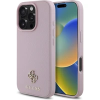 Guess PU Grained 4G Small Metal Logo MagSafe kryt iPhone 16 Pro Max růžový - Pouzdra