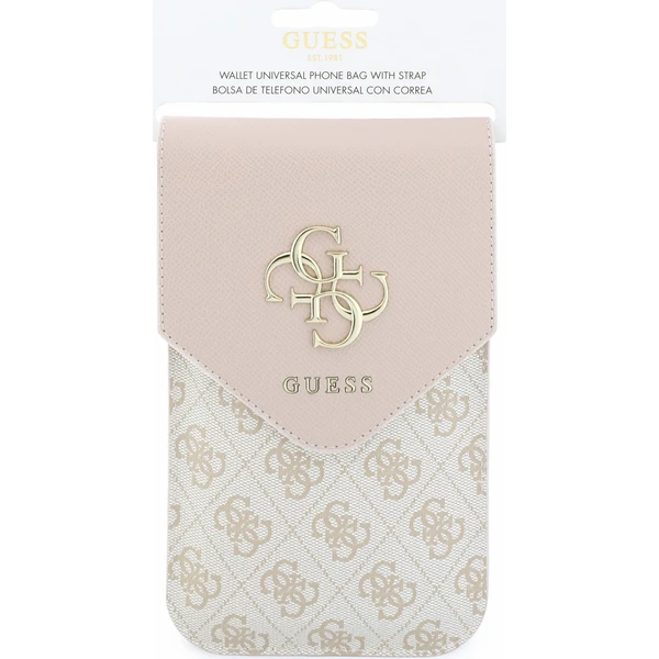 Guess PU Leather+Grained 4G Metal Logo taška na telefon růžová - Pouzdra - Obrázek 671399e9d7f241be9f117d87314c61ab