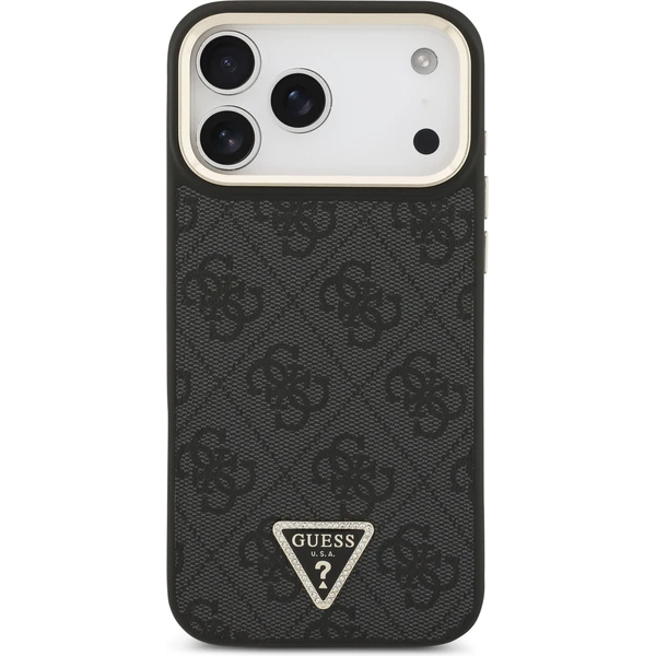 Guess PU Leather 4G Triangle Logo Gold Frame MagSafe kryt iPhone 17 Pro Max černý - Pouzdra - Obrázek 67256854491940c19dfae6b81e95ea1b