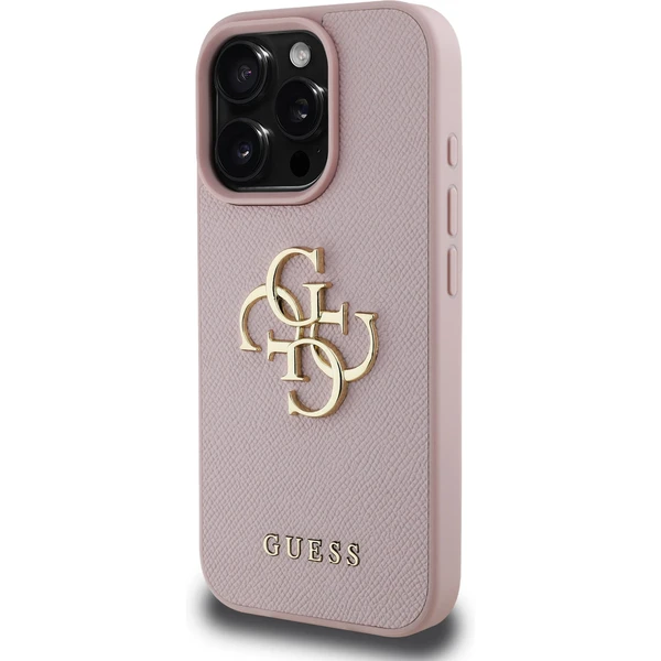 Guess PU Grained 4G Metal Logo kryt iPhone 16 Pro růžový - Pouzdra - Obrázek 6769eecbb81844cf87a2603e00fb2d77