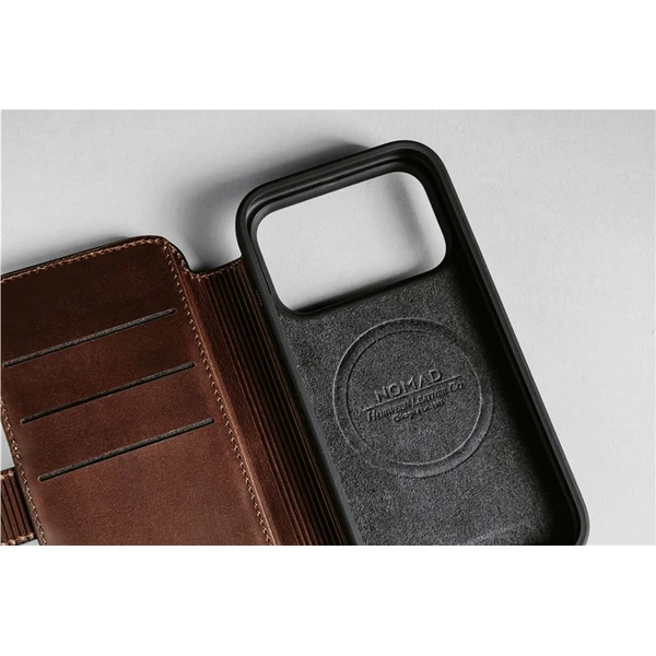 Nomad Modern Leather Folio (Horween) MagSafe kožené pouzdro iPhone 17 Pro Rustic Brown - Pouzdra - Obrázek 67f140ea61e9473181d0ac4050166e93