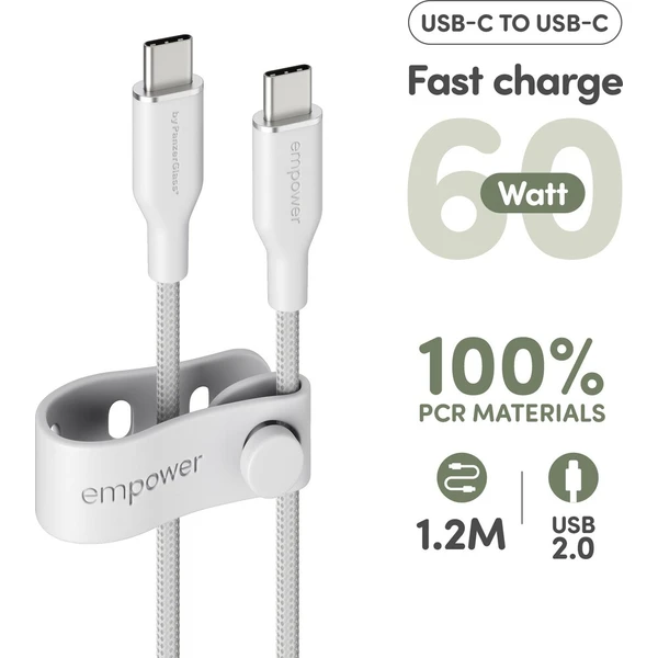 PanzerGlass USB-C/USB-C napájecí kabel 60W 1,2m bílý - Kabely a redukce - Obrázek 67f9eaa8c1b54a1eab04d90d267f1d8a