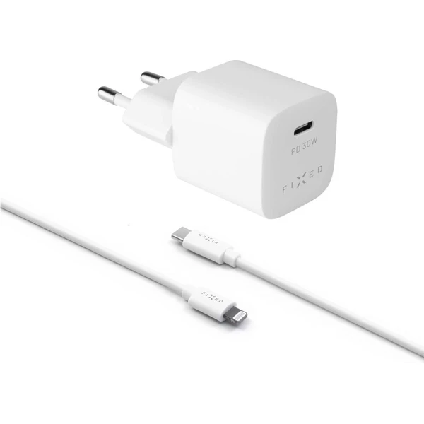 FIXED Mini set síťové nabíječky s USB-C výstupem a USB-C/Lightning kabelu, podpora PD, 1.2 metr, MFI - Nabíječky - Obrázek 6807d75a25294e46a722f2778ea65d70