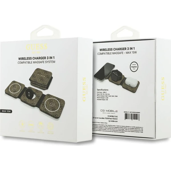 Guess PU 4G MagSafe bezdrátová nabíječka 3v1 hnědá - Nabíječky - Obrázek 681fad58b5d44437b714a5b5a72bcea2