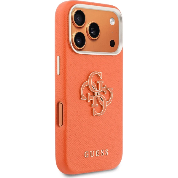 Guess PU Resin Logo kryt iPhone 17 Pro oranžový - Pouzdra - Obrázek 686045cf79ce4591bb34377d79cd866e