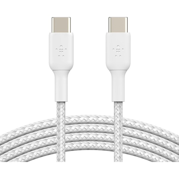 Belkin BOOST Charge Braided USB-C/USB-C odolný kabel, 1m, bílý