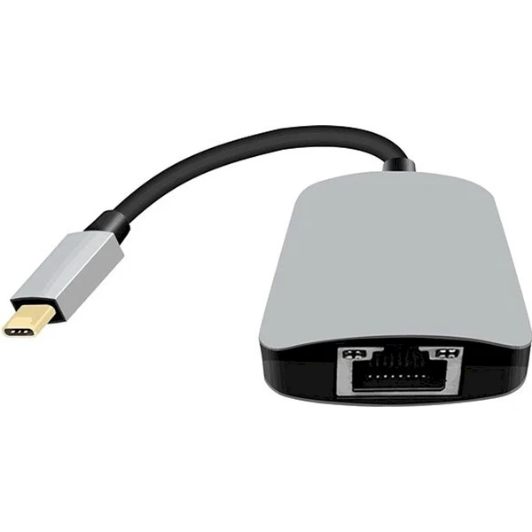 PremiumCord USB-C na HDMI + RJ45 + PD Hub šedý - Dokovací stanice - Obrázek 68LF000K01
