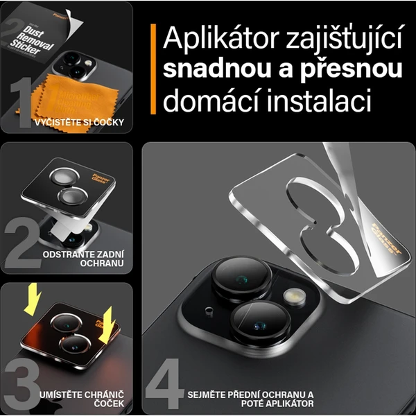 PanzerGlass HoOps ochranné kroužky Apple iPhone 15/15 Plus - Ochranné folie a skla - Obrázek 68TS100501