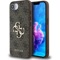 Guess PU 4G Metal Logo kryt iPhone 17e/16e hnědý - Pouzdra