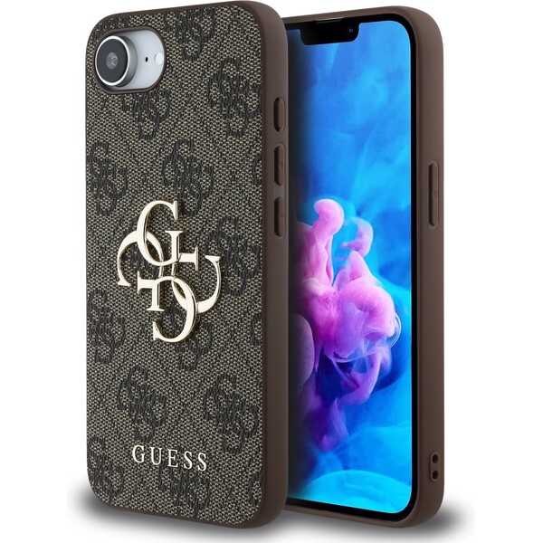 Guess PU 4G Metal Logo kryt iPhone 16e hnědý