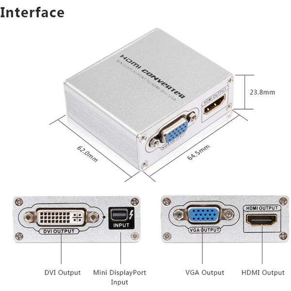 PremiumCord Mini DisplayPort -> HDMI/DVI-I/VGA redukce stříbrná - Kabely a redukce - Obrázek 69H0000401