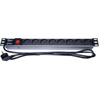 PremiumCord PDU 19" 1U 8x230V kabel (vypínač) 2m - Zásuvky