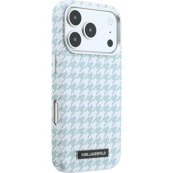 Karl Lagerfeld PU Houndstooth Resin Plate MagSafe kryt iPhone 17 Pro modrý - Pouzdra - Obrázek 69a31f9d016b4d7fa0af78a4d6b0b6ab